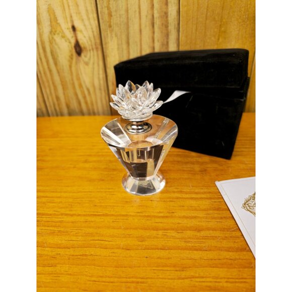 Crystal Perfume Bottle With Lotus Stopper By Shannon Crystal Godinger In Black V - Picture 5 of 16